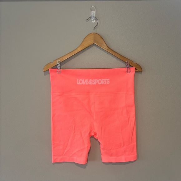 love&sports Pants - LOVE&SPORTS Neon Orange Athletic‎ Gym Shorts Spandex, High Rise Like New XL